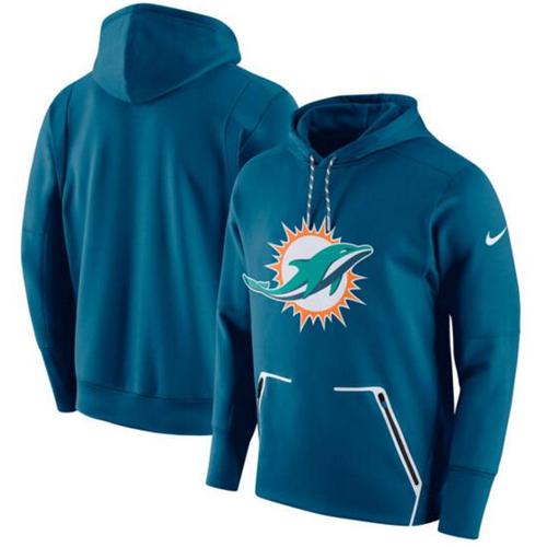Men's Miami Dolphins Nike Aqua Champ Drive Vapor Speed Pullover Hoodie - Click Image to Close